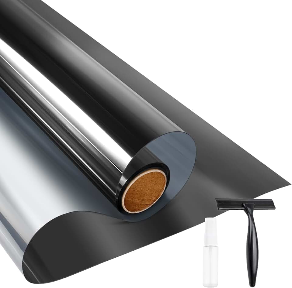 KESPEN Window Privacy Film One Way Static Cling Tint, Black, 35.4InX6.5Ft