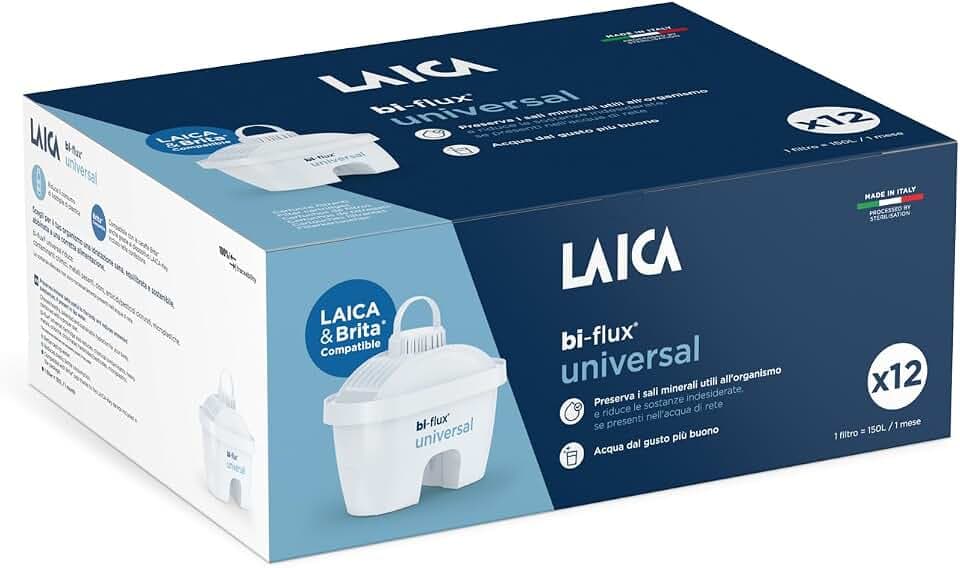 LAICA Wasserfilterkartuschen bi-flux Slim - kompatibel mit Brita* Karaffen - 12er Pack