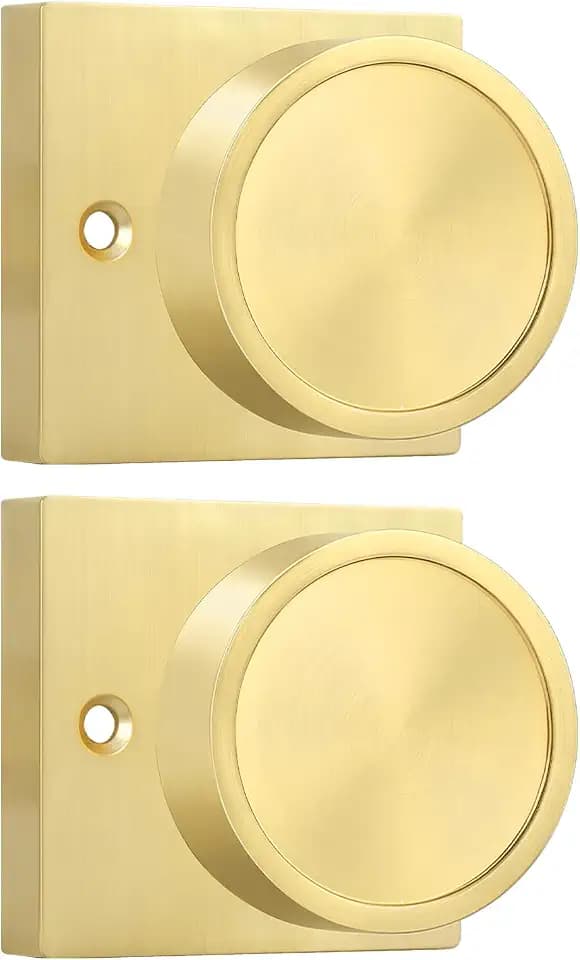 Goldenwarm Gold Door Knobs Dummy, No-Turning - 2 Pieces