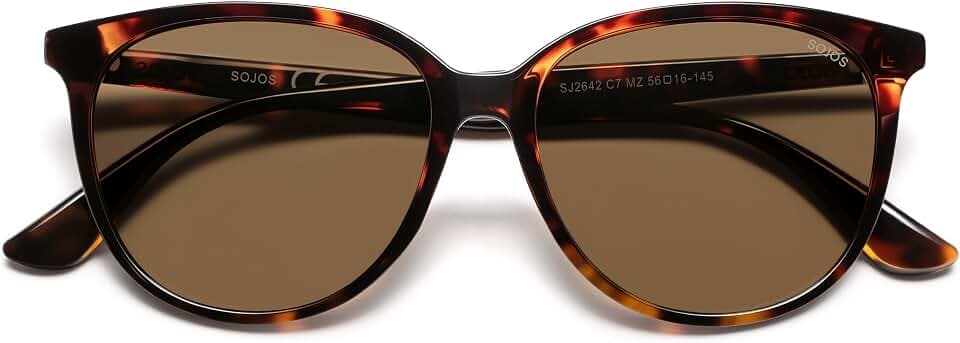 SOJOS Square Polarized Sunglasses for Women Men Vintage Style Larger Fit Shades SJ2642