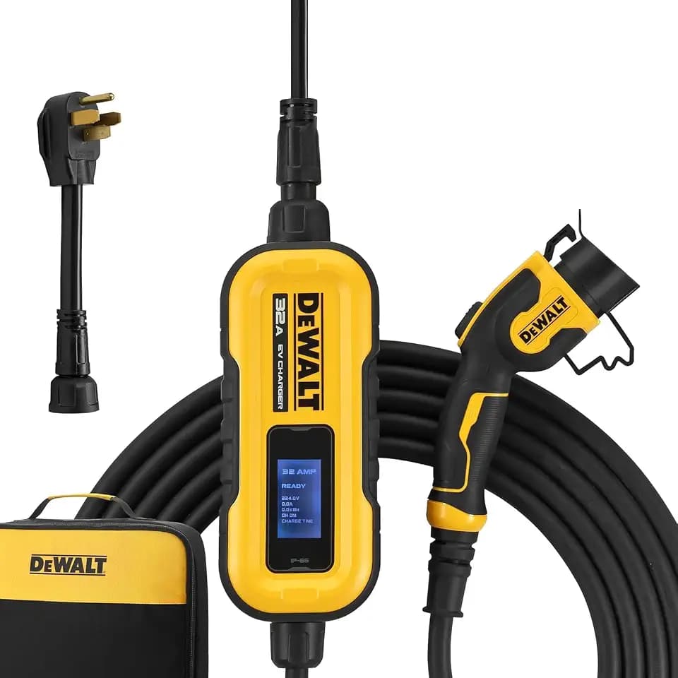 DEWALT Portable Level 2 EV Charger, 32 Amps, 120-240V, 20 Ft. Cable