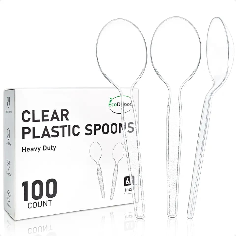 Disposable Heavy Duty Disposable Clear Plastic Spoons 100 Count