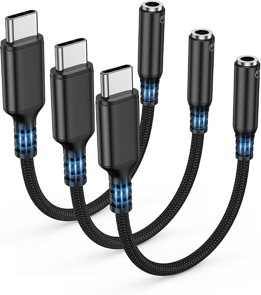 Highwings USB Type C to 3.5mm Female Headphone Jack Adapter (3-Pack)