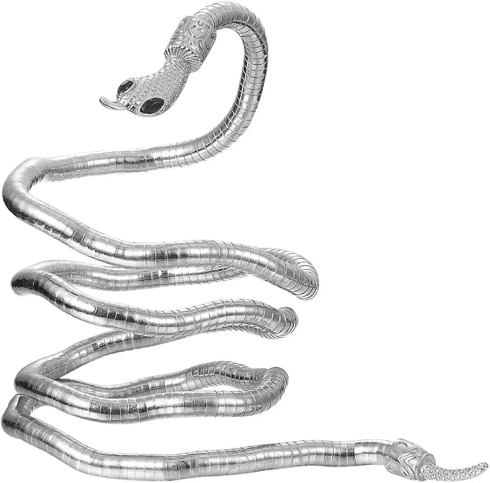 Damen Armreif Gold Oberarmreif aus Gold Silber Ener Tropfen-Design Armreif Offener Armreifen Oberarm Wickelarmband Statement-Schmuck für Handgelenk Arm Schmuck Silber (silberne Schlange)