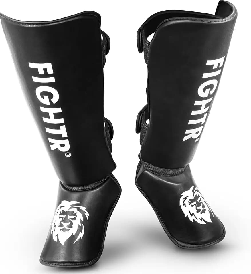 FIGHTR® Shin Guards - with a and Ideal Padding | Thick shin Protection for Kicks in Kickboxing, MMA, Muay Thai and Other Martial Arts