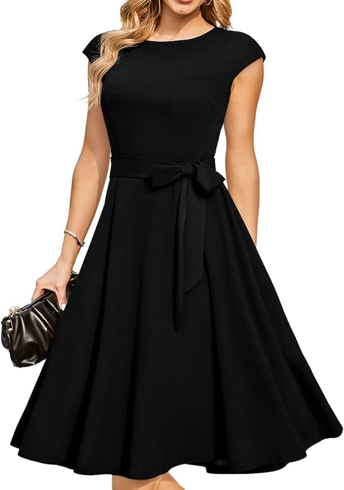 DRESSTELLS Cocktailkleid Damen Festliche Kleider 1950er Knielang Rockabilly Hochzeitkleid Swing Partykleid Vintage Petticoat Kleid