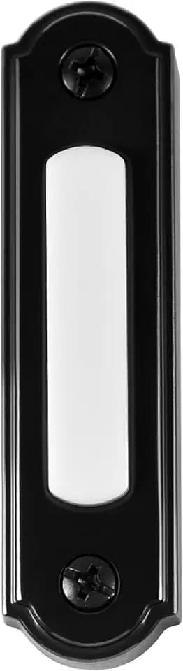 Newhouse Hardware LED Lighted Metal Door Chime Push Button (Black) | Surface Mount Lighted Door Bell Button | Replacement Wired Doorbell Button for Most Door Bell Chimes
