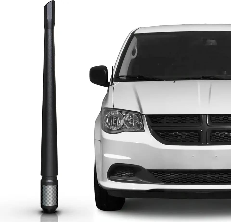 TEKK Carbon Fiber Short Antenna Compatible with Dodge Grand Caravan 2008-2020/7.9 Inches Premium Flexible Rubber/Designed for Enhance FM/AM Radio Signal Reception