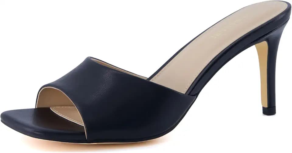 CUSHIONAIRE Evie Kitten Heel Sandals for Women, Slip On One Band Dress Sandals with Memory Foam, Wide Widths and 3 Inch Heel