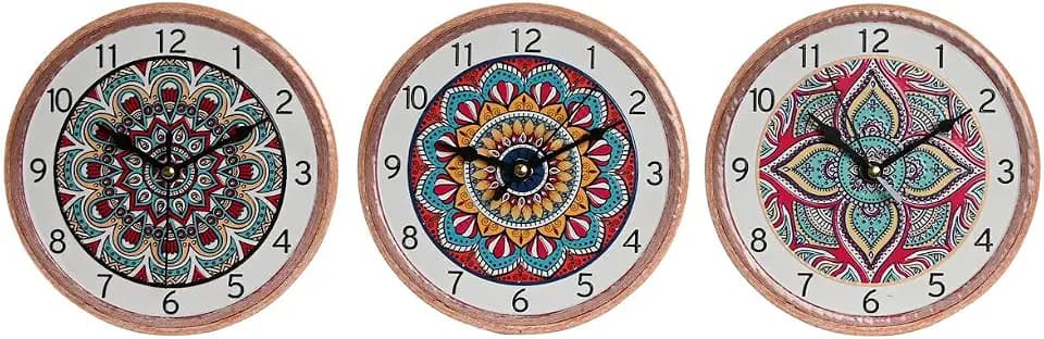 Tischuhr aus Keramik, Mandala, 16 x 1 x 16 cm