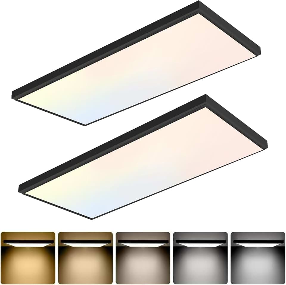 GT-Lite 2 Pack 2'x4' 5500 Lumen LED Flat Panel,Black Trim