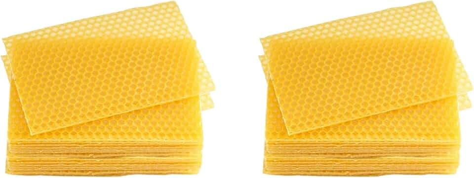 Bienenwachsplatten, 60 Stück, Bienenwachs-Grundlagenplatten, Wachsgrundierung für Bienenrahmen, Natürliche Wabenplatten, Bienenwachsplatten