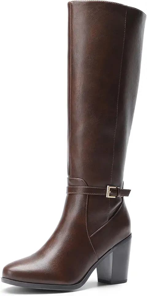 DREAM PAIRS Women Comfortable Chunky Knee-High Boots