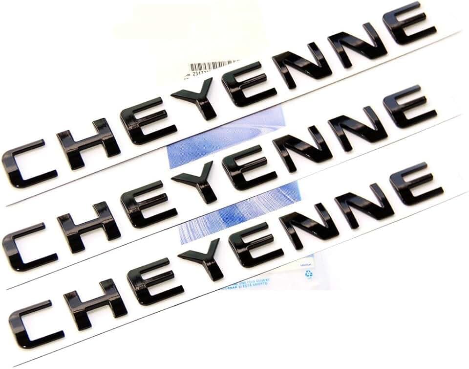 Yoaoo 3Pack OEM Black Cheyenne Nameplate Emblems Badge Compatible with Silverado Shiny 3D New