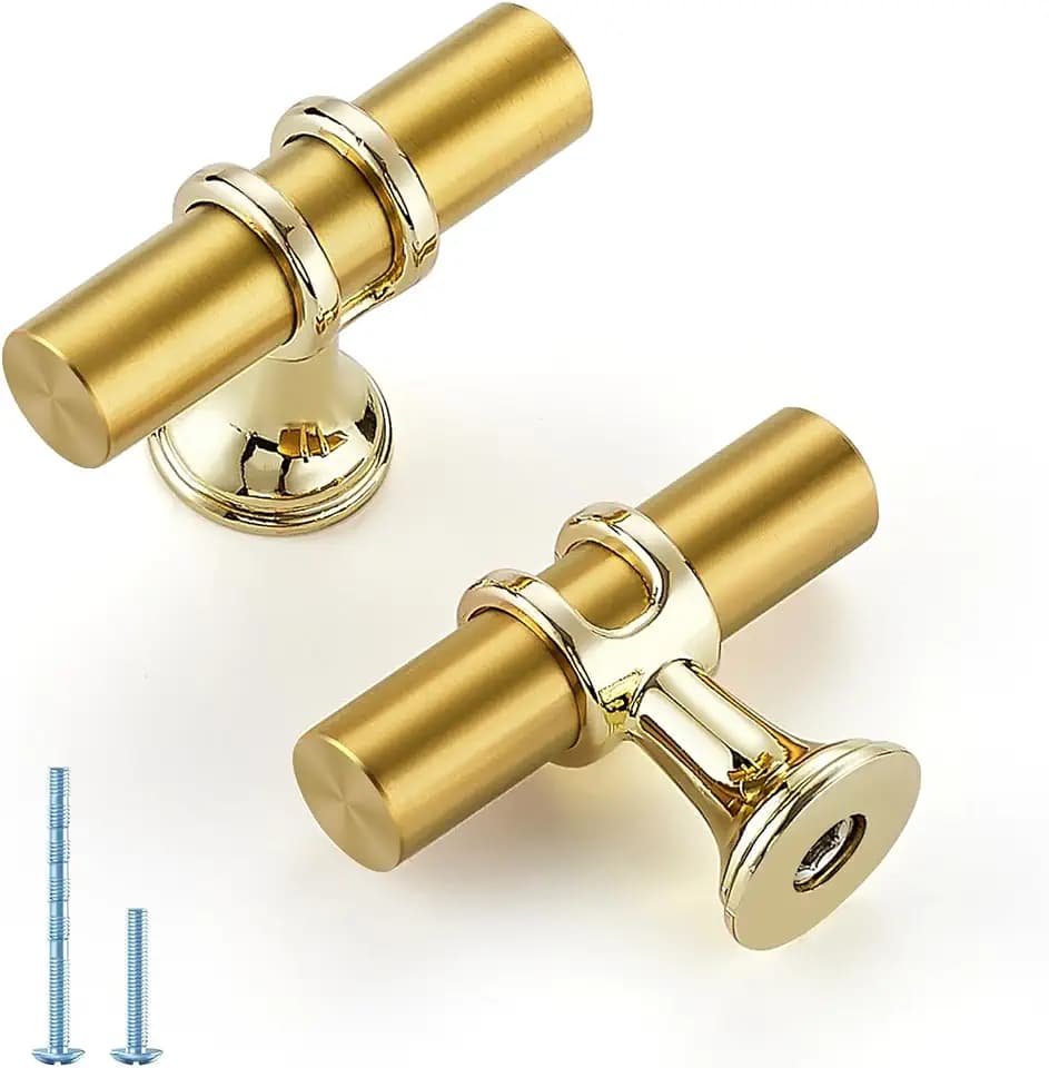 HOME EDIT Gold Cabinet Handles, T-Bar Single Hole, 10 Pack
