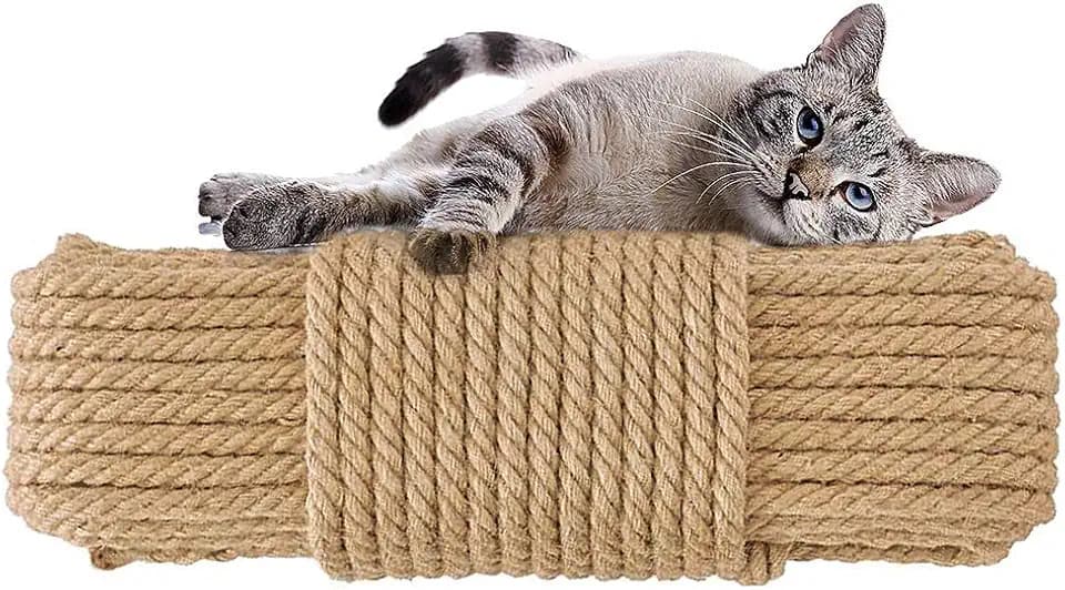 Aoneky Natur Sisal Seil 6mm/8mm/10mm, 10M-100M - Hanfseil für Kratzbaum, Dekoration, Geschenk Verpackung (8mm x 40M)