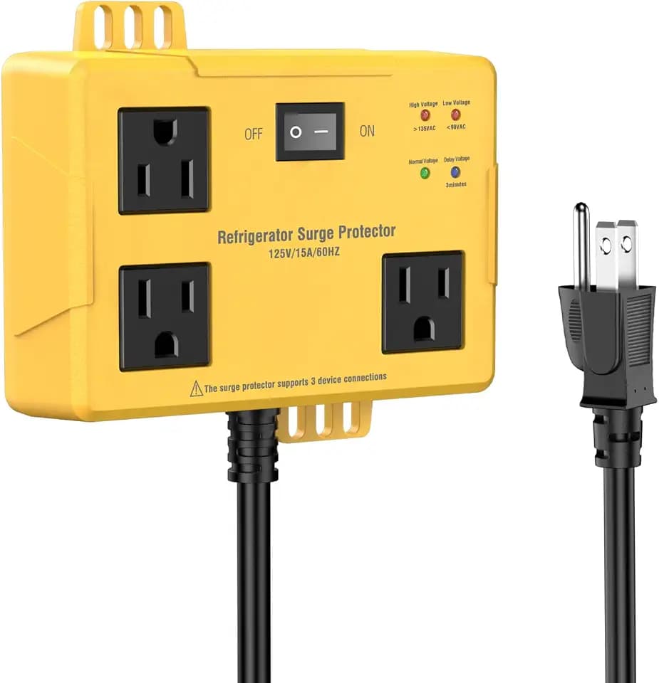 3 Outlets Refrigerator Surge Protector for Home Appliances with Time Delay