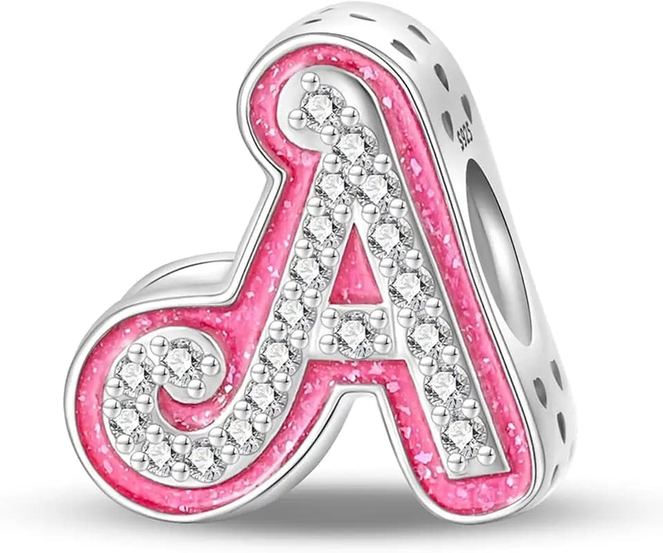 MICOO 925 Sterling Silver AZ Letter Charms Fits Pandora Bracelets Necklace with 5A Cubic Zirconia Alphabet Bead Charm Birthday DIY Jewelry Gift