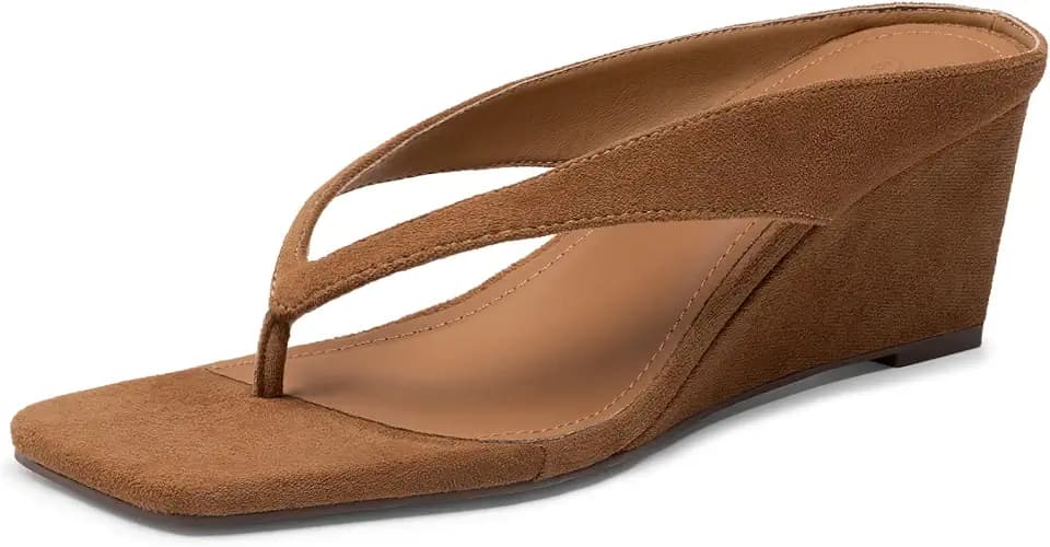 Athlefit Women's Thong Wedge Flip Flops Sandals