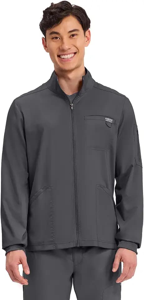 Cherokee WW Revolution Scrubs Jacket for Men Zip Front 5 Pockets