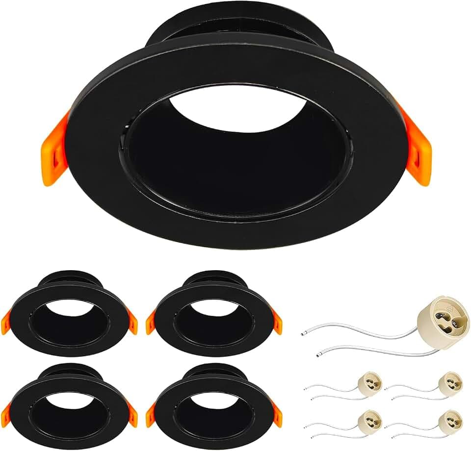 LED Downlight Fixture Housing GU10/MR16 Round Black 5Pcs