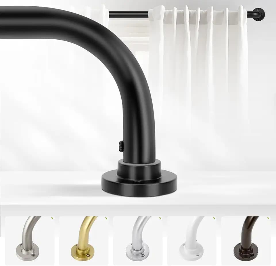 TANGWIN Wrap Around Blackout Curtain Rod,Heavy Duty Adjustable 66-120,Black