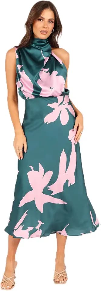 Petal & Pup Women's Anabelle Halter Neck Midi Dress
