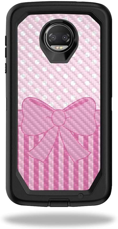 MIGHTY SKINS Carbon Fiber Skin for OtterBox Defender Motorola Moto Z2 Force - Pink Present | Protective, Durable Textured Carbon Fiber Finish | Easy to Apply, Remove | Made in The USA