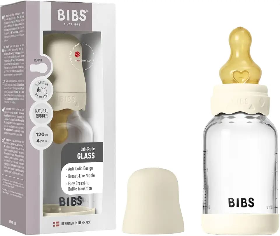 BIBS Boheme Babyflasche aus Glas, 120 ml, 1-pack, Ivory