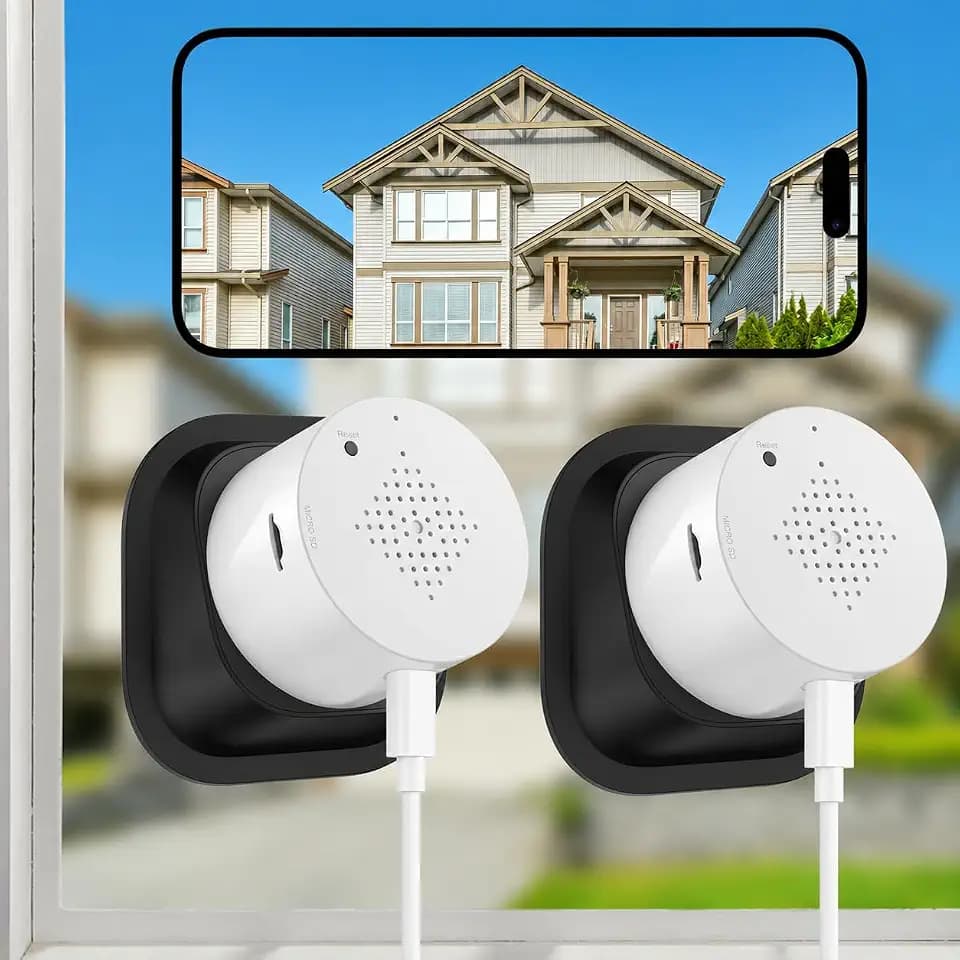 Septekon 2K Window Security Camera, No Drill 18°Tilt Mount, 2 Pack