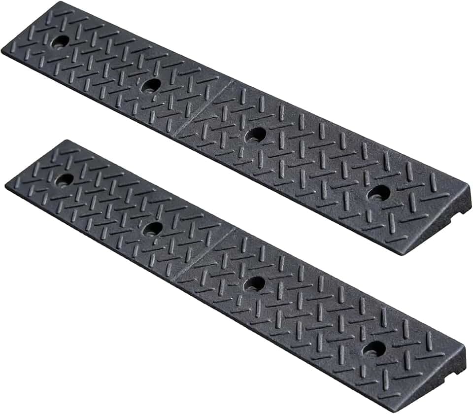 2 Pack Threshold Ramps,Rubber Curb Ramp, 2 Inch Rise, Heavy Duty
