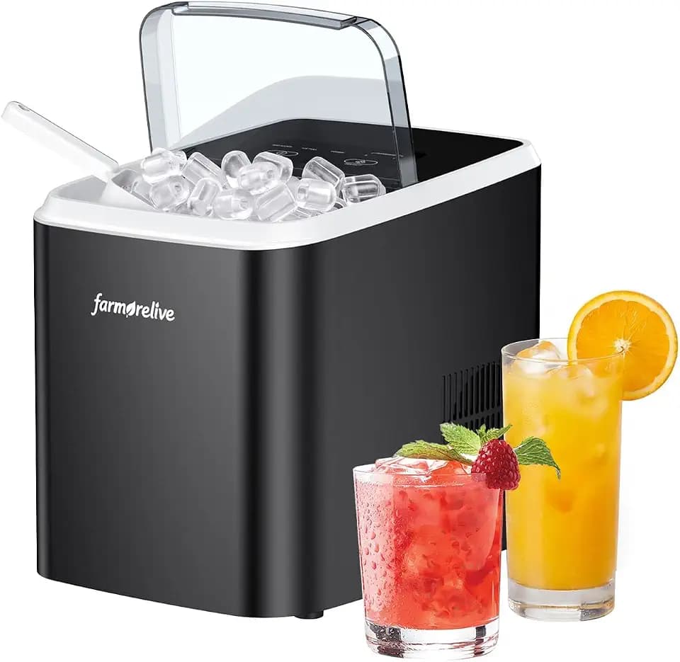 Ice Maker Countertop, 9 Cubes in 6 Mins, Stainless Steel-Black
