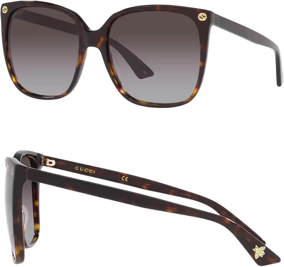 Gucci GG0022S Interlocking Logo Women Sqaure Shape Sunglasses with Luxury Eyewear Kit
