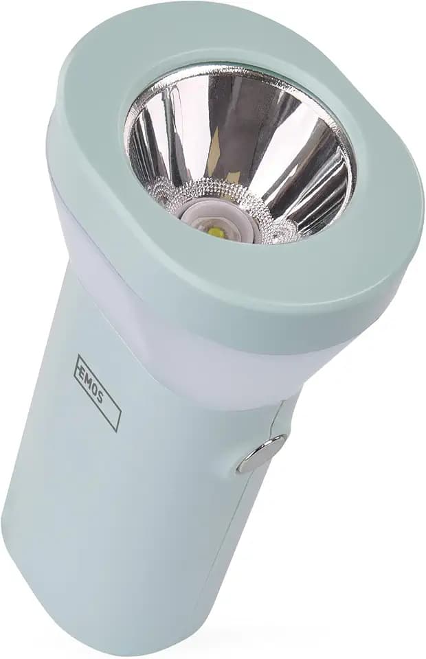 EMOS - Aufladbare Kindertaschenlampe und Nachtlicht mit LED und SMD LED - 800 mAh Li-Ion Akku - 3,5-5 h Leuchtdauer - Reichweite 170 m, Helligkeit 80 lm - inkl. USB-C Ladekabel - Farbe Helltürkis