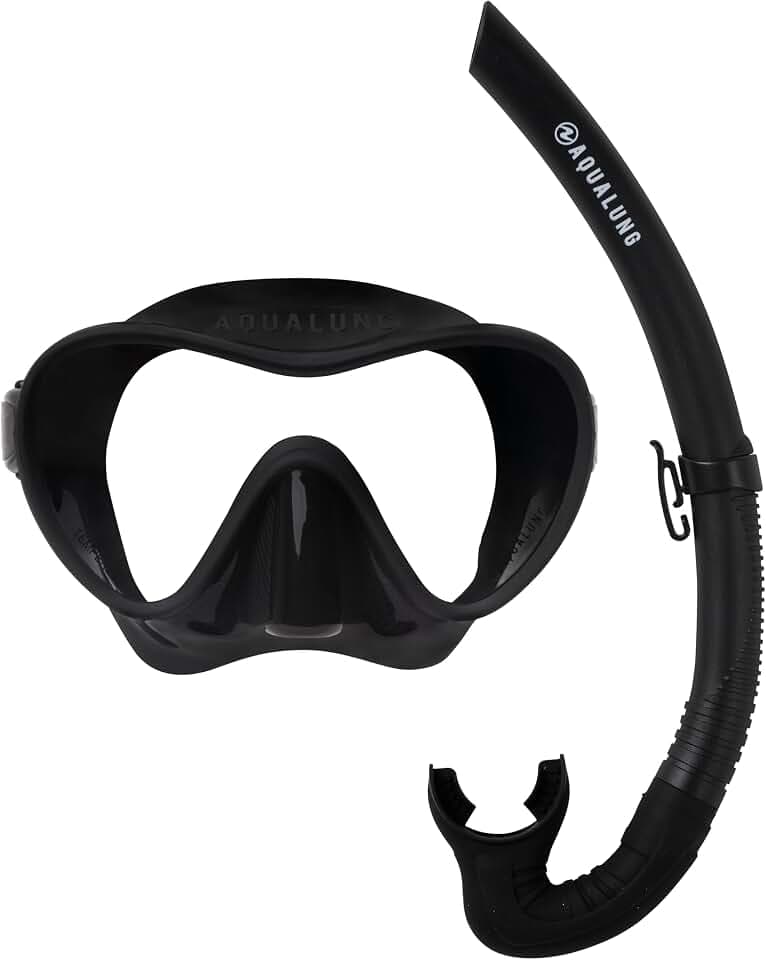 Aqualung Neos - Schnorchel-Set mit rahmenlosem Monoglas-Maske + Silikon-Schnorchel, gehärtetes Tauchglas, Volumen 170cm³, kompakt für Reisen