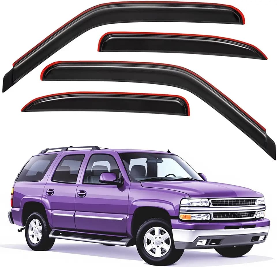 Lightronic in-Channel Auto Window Visor, Fit 2000-2006 Chevrolet Tahoe & GMC Yukon, 2001-2006 Yukon Denali, 2002-2006 Cadillac Escalade (Standard), UV-Protect Rain Guard Wind Deflector, Smoke, 4-Pcs