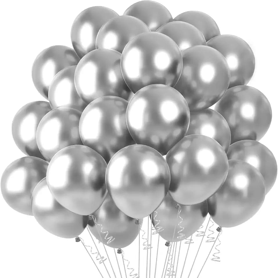 Luftballons Silber 100 Stück 12 Zoll Silberne Luftballons Metallic Silber Latex Ballons Luftballon Girland Für Geburtstag Silberhochzeit JGA Kommunion Diamantene Hochzeit Babyparty Silvester Deko