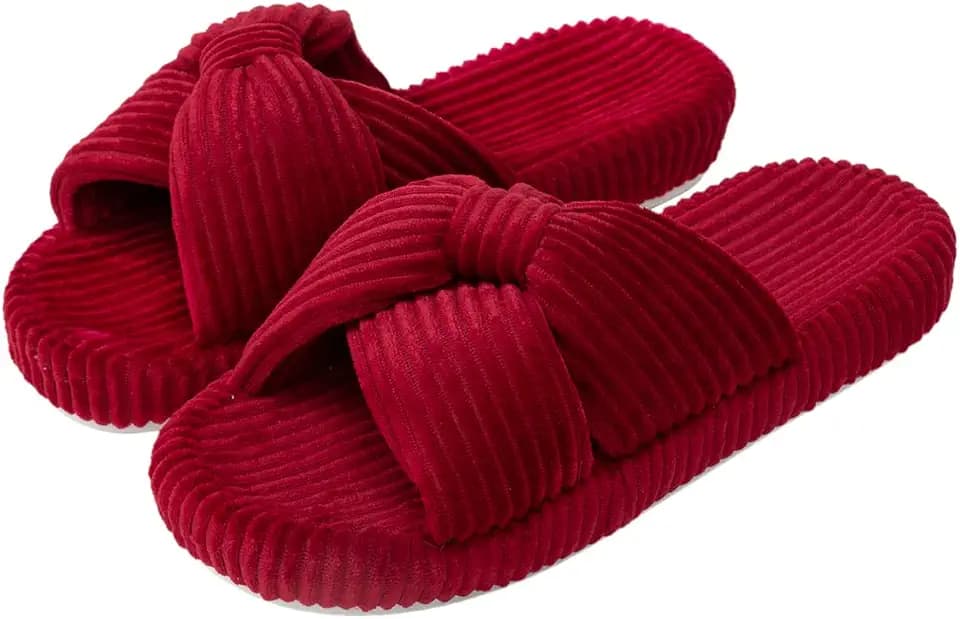 Women's Slippers Memory Foam High Elasticity Thick Sole Slippers Cross Bow Open Toe House Slides