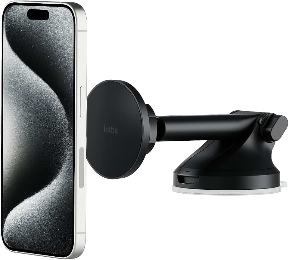 iOttie iTap 3 Magnetic Dash & Windshield Car Mount, Phone Holder with Suction Cup, Includes Magnetic Ring Adapter, Compatible with iPhone 12-17, Samsung Galaxy, Google Pixel, and MagSafe Phones