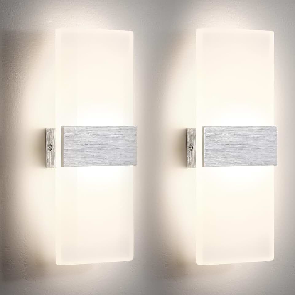 2x 12W LED Wandleuchte Innen Moderne Wandlampen, Neutralweiß