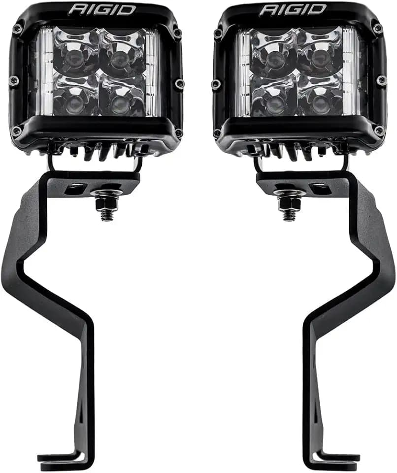 Rigid 46737 A-Pillar LED Light Mount Kit, Fits The 2021+ Ford 150 / Raptor, Kit Includes D-SS Pro Spot Lights with Amber and Black Covers