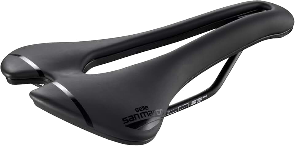 Selle San Marco ASPIDE Short Sport - Bicycle Saddle, Racing Bike Saddle, Lightweight & Ergonomic, Carbon Steel Rails - Size L3, Black