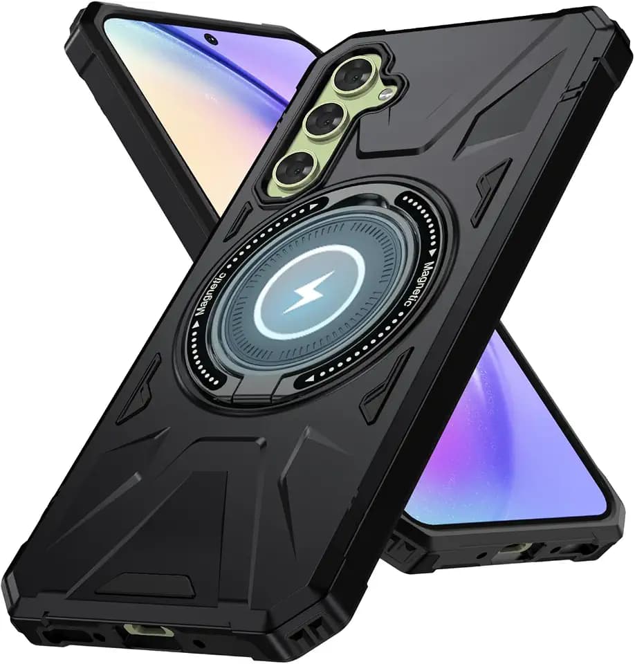 for Galaxy A54 5G Case with Stand, Military-Grade Black