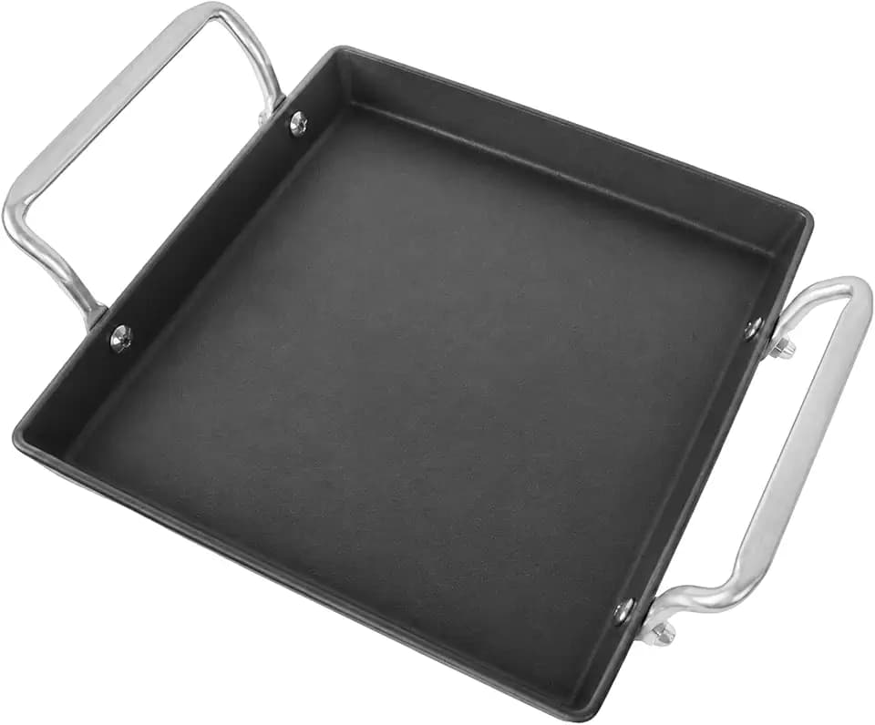8.6" Cast Iron Griddle Pan, Pre-Seasoned Square Griddle for Stove Top
