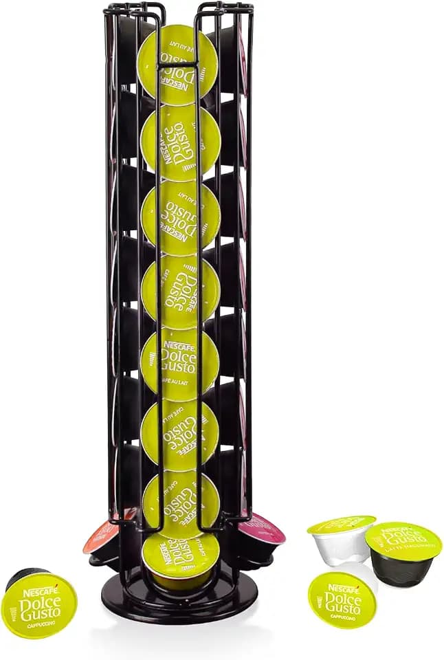XIAPIA Dolce Gusto Kapselhalter (32 Stück) Drehbar Kapselständer zur Aufbewahrung von Kaffeekapseln, Schwarz