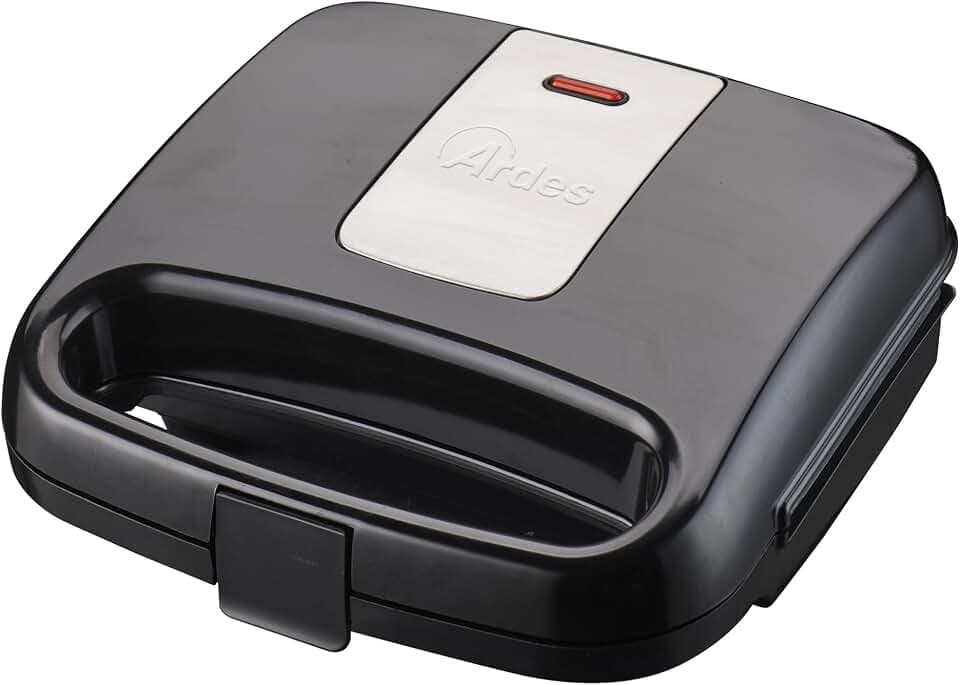 ARDES - AR1S12 FFIZIOSO Kompakter Toaster mit Antihaftplatten - Elektroplatte für Brötchen, Toast, Fladenbrot und Gemüse - Toaster, leicht zu reinigende Platten, Schwarz Silber