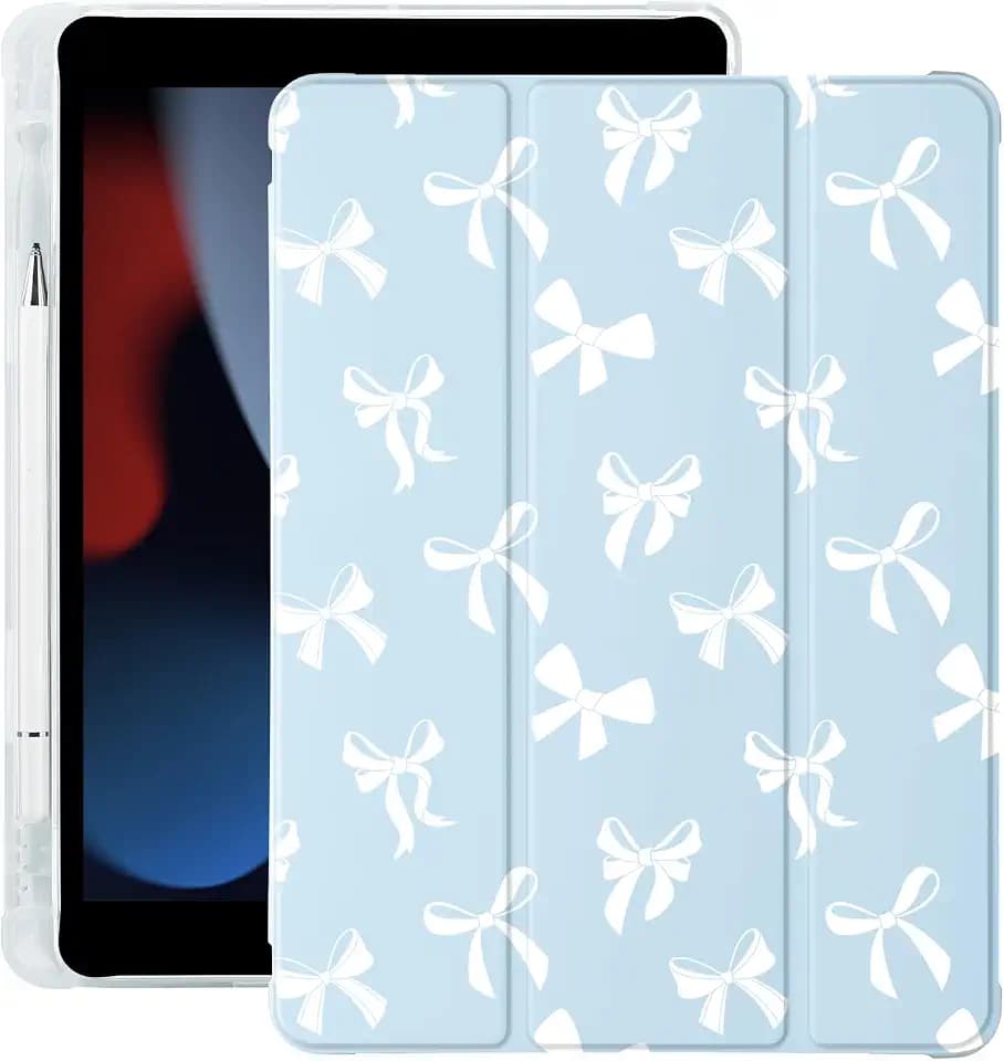 Cute Kawaii Bow for iPad Air 11 Inch Case M4/M3/M2 8th/7th/6th Gen