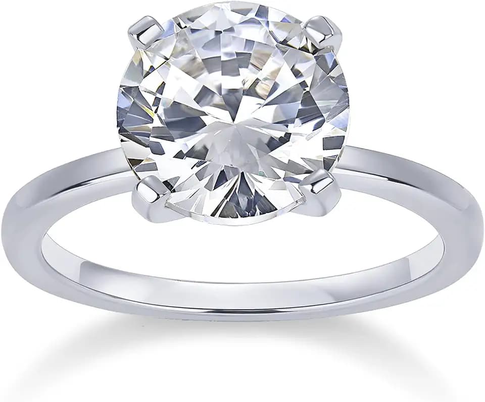 PAVOI 18K Sterling Silver Gold Round Cut Solitare 1.5 CT Moissanite Engagement Rings for Women - Moissanite Wedding Band for Women - Stone Promise Rings