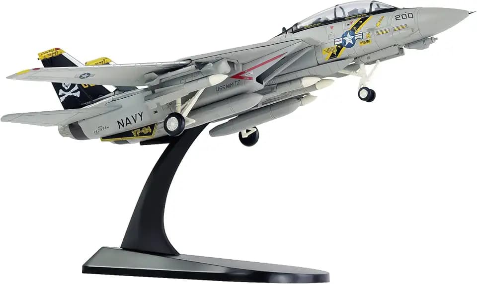 Militärische Modellflugzeug 1:100 F-14 Schädel (Variable Flügel) Fighter Flugzeug Modelle Metallflugzeugmodell Druckgussflugzeugmodell zum Sammeln oder Verschenken