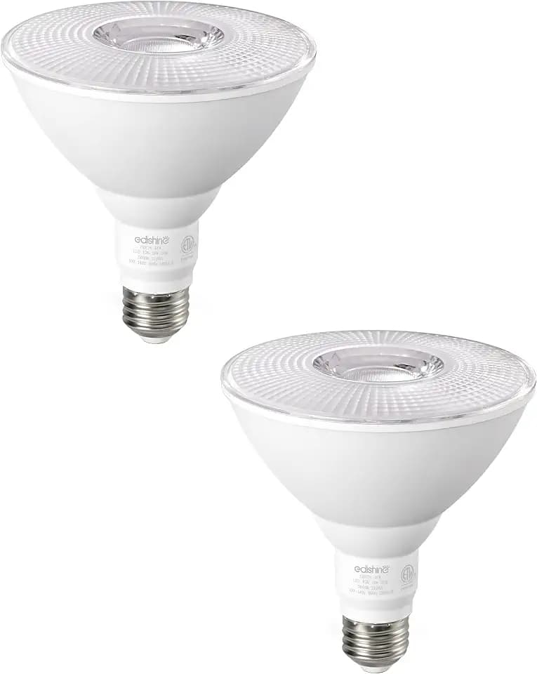 EDISHINE PAR38 LED Flood Light Bulbs Outdoor Dimmable 5000K 1800LM, 2 Pack